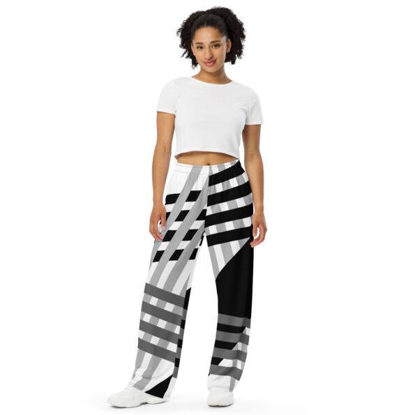All Over Print Unisex Wide Leg Pants White Front 6749Bd505Ca0F Orbis Haute