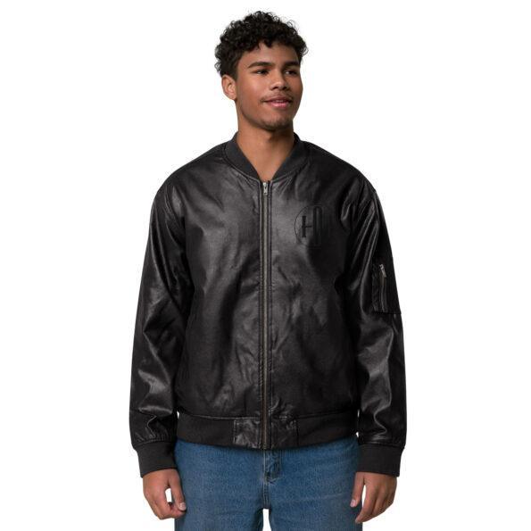 Faux Leather Bomber Jacket Black Front 67472Dc64Dc20 Orbis Haute